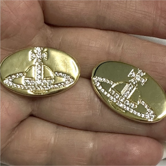 vintage signature crystal orb stud earrings - Picture 6 of 7